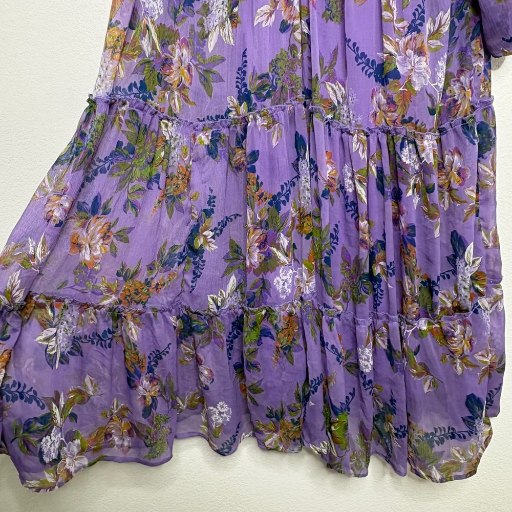 Laura Ashley Purple Floral Tiered Midi Dress - Picture 5 of 8